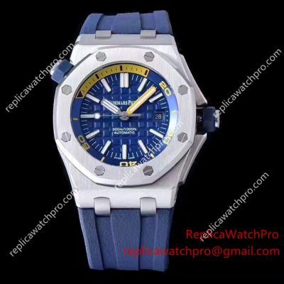 Clone Audemars Piguet Royal Oak Offshore Diver 17503 SS Blue Rubber Strap